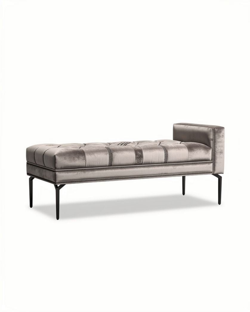 Banc de salon en velours avec structure en métal - 100 x 40 x 45cm