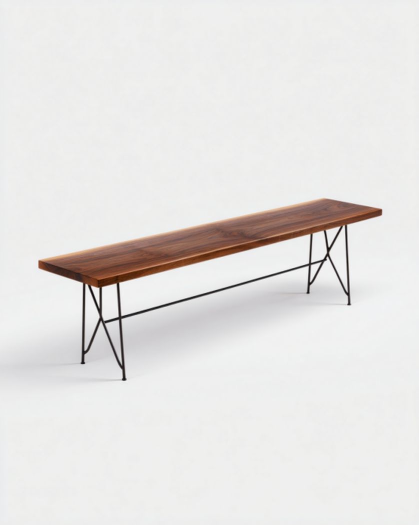 Banc en bois avec structure en métal pour entrée ou salon - 120 x 40 x 45cm