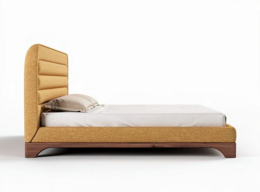 Lit contemporain en tissu pour chambre - 200 x 160 x 30cm