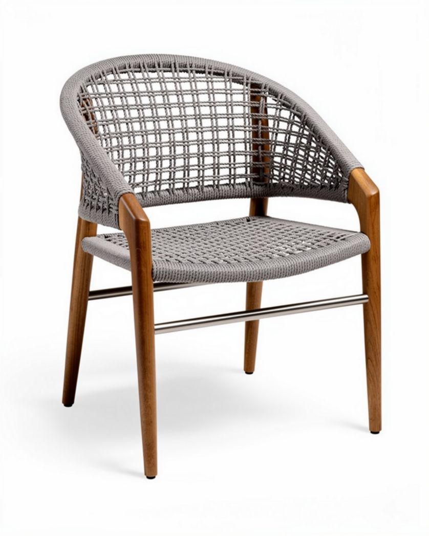 Fauteuil en rotin tressé pour espace extérieur - 70 x 60 x 75cm
