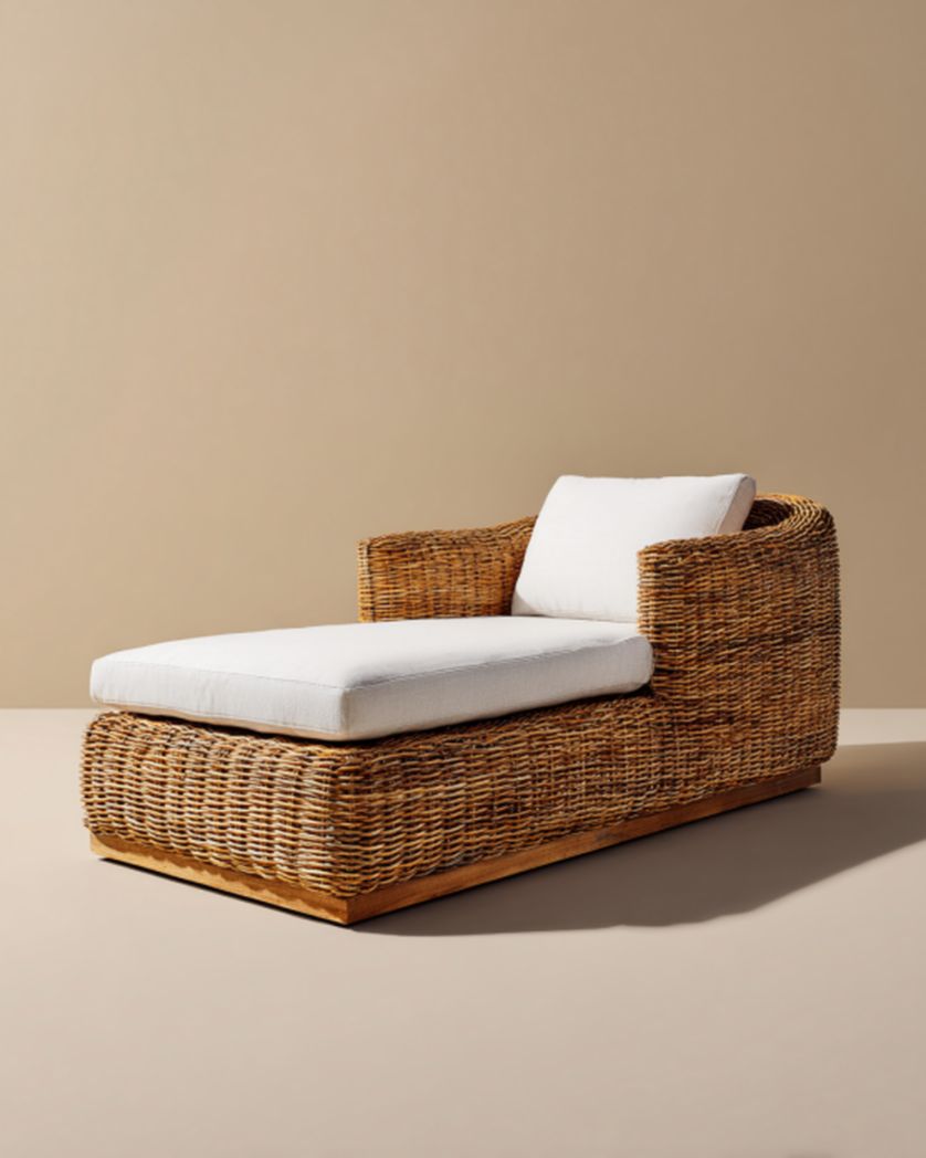 Chaise longue d'extérieur en résine tressée - 180 x 70 x 80cm