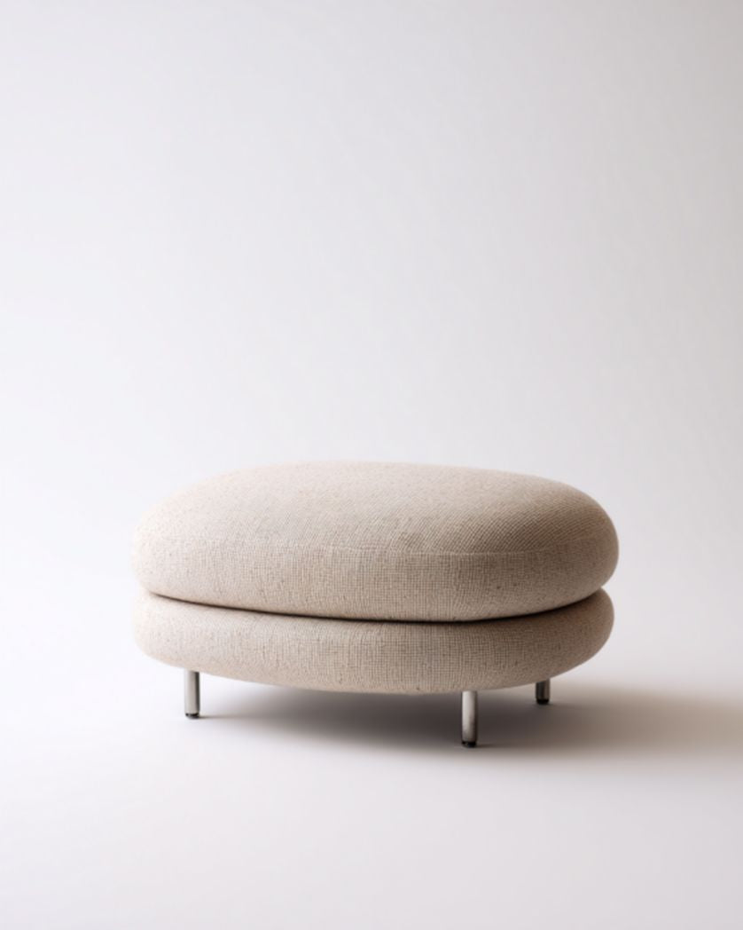 Pouf décoratif pour salon en tissu beige - 40 x 40 x 30cm
