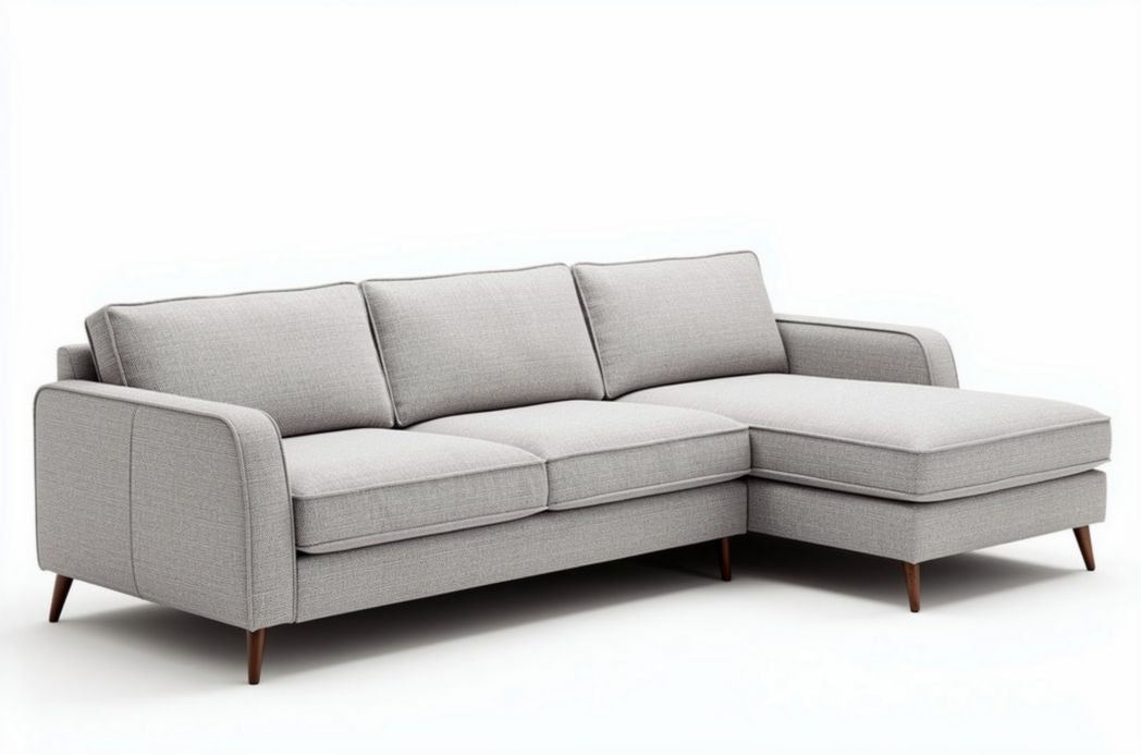Canapé d'angle pour salon en tissu gris - 240 x 90 x 85cm