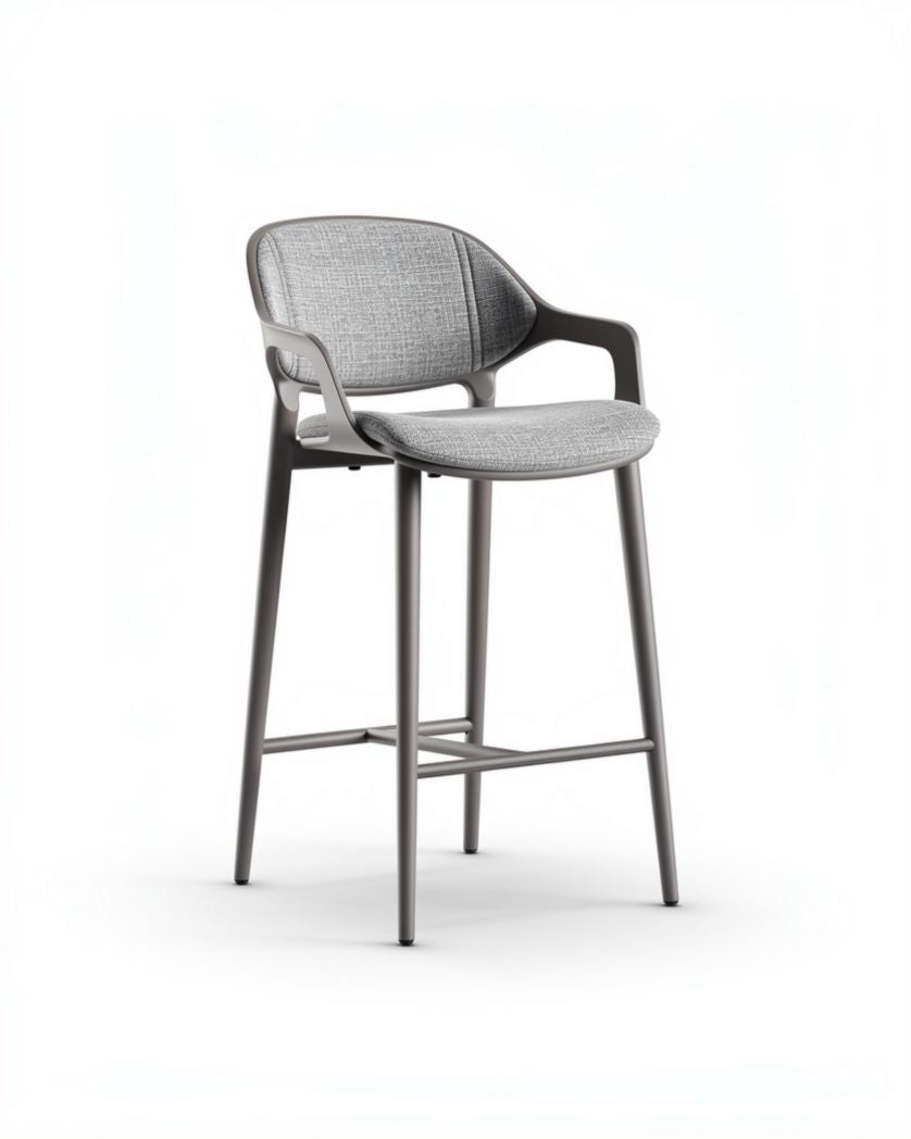 Chaise haute de bar en métal et tissu - Pour espaces de restauration - 50 x 45 x 110cm